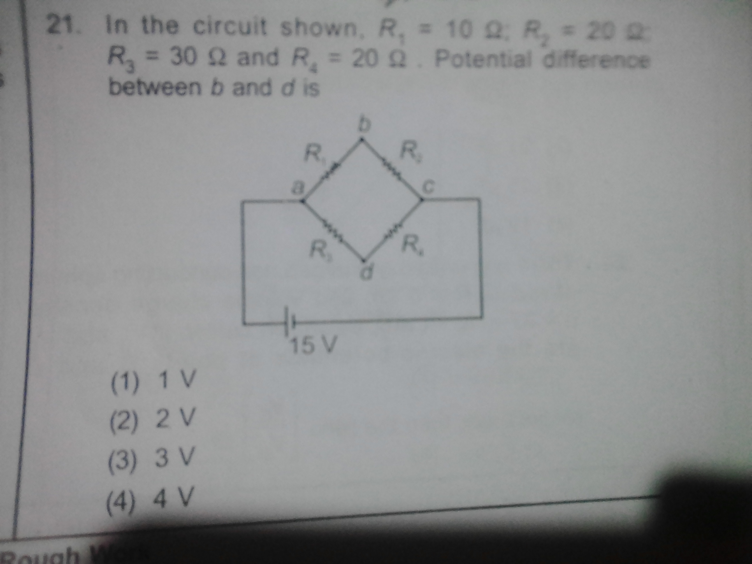 Question image for In the circuit shown, R1= 10 ohm; R2= 20 ohm; R3=